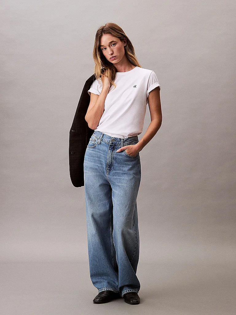 Calvin Klein Jeans T-shirt à Manches Courtes Lv047b224g Bright White S Femme 2